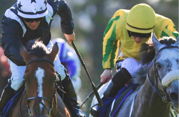 Jockeys racing at Galway Races